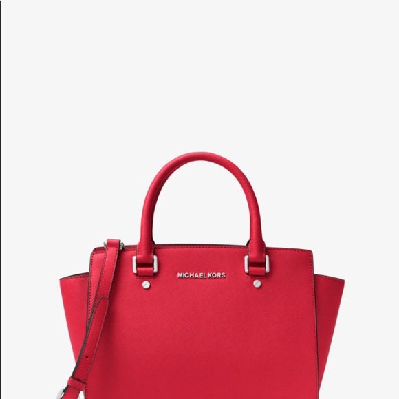 MICHAEL KORS SELMA SATCHEL RED SAFFIANO CROSSBODY - Picture 4 of 4